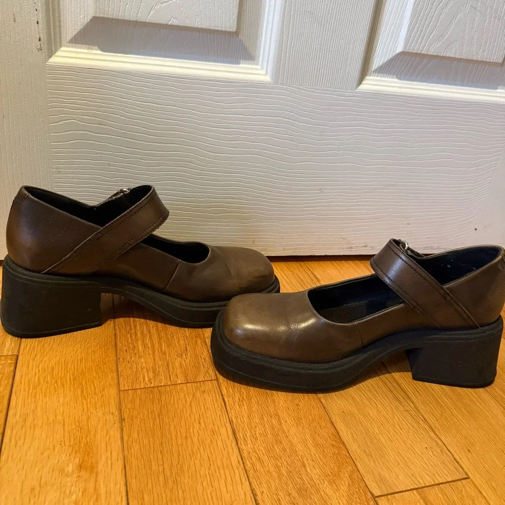 Vagabond Dorah Mary Jane Platform Shoes in Mud Brown EU Size 39/Women’s US 8.5